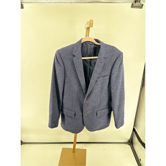 J Crew Men’s blue  leather elbow patch two button sport coat Size 38R - Picture 1 of 12